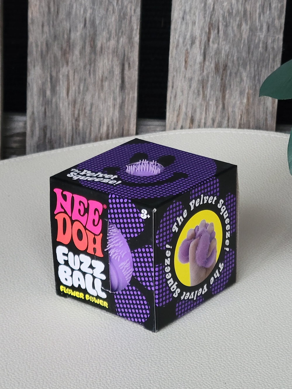 Nee Doh Flower Power Velvet Squeezer Fuzz Ball - Purple - Picture 3 of 5